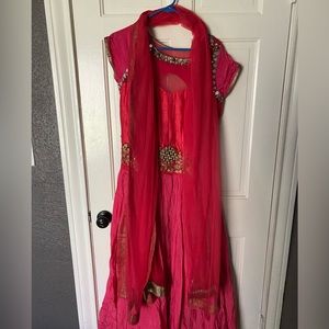 [New] XL Pink Formal Indian Dress Special Occassion Clothing (Scarf Included)